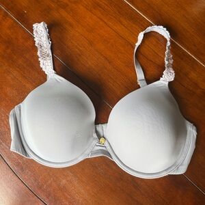 Natori Elegant Lace Trim Gray Bra 34C